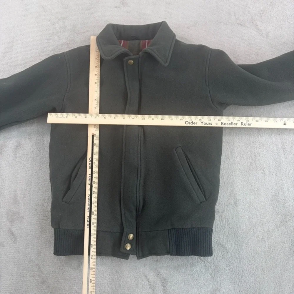 Vintage LL BEAN Bomber Jacket in Military Green 100% Wool Full Zip Men Small USA - Picture 6 of 8